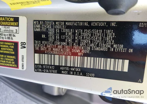 2012 Toyota Venza Le z USA, uszkodzony, nr VIN 4T3ZA3BBXCU058315